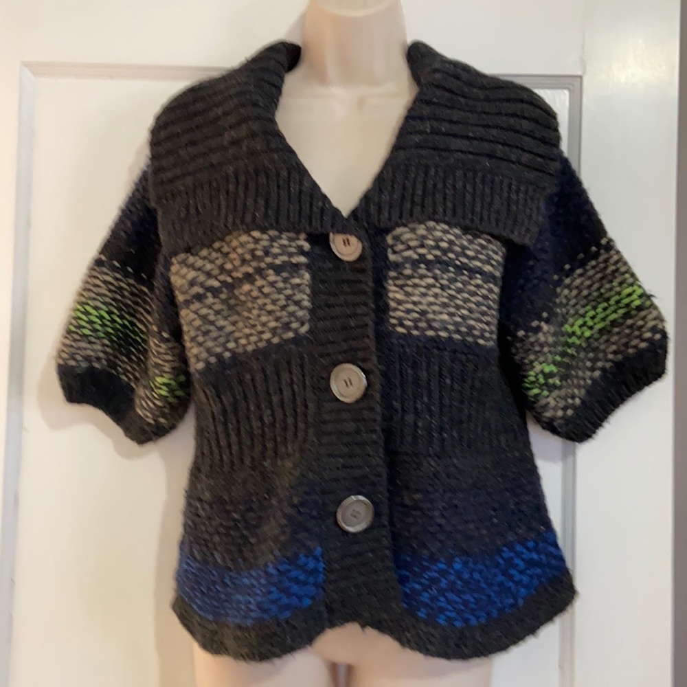 Free People gray/multi button front cardigan - Sz M